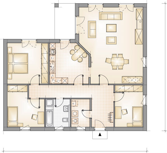 Bungalow Typ K – Grundriss