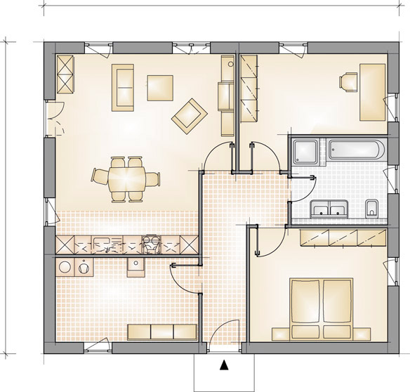 Bungalow Typ M – Grundriss