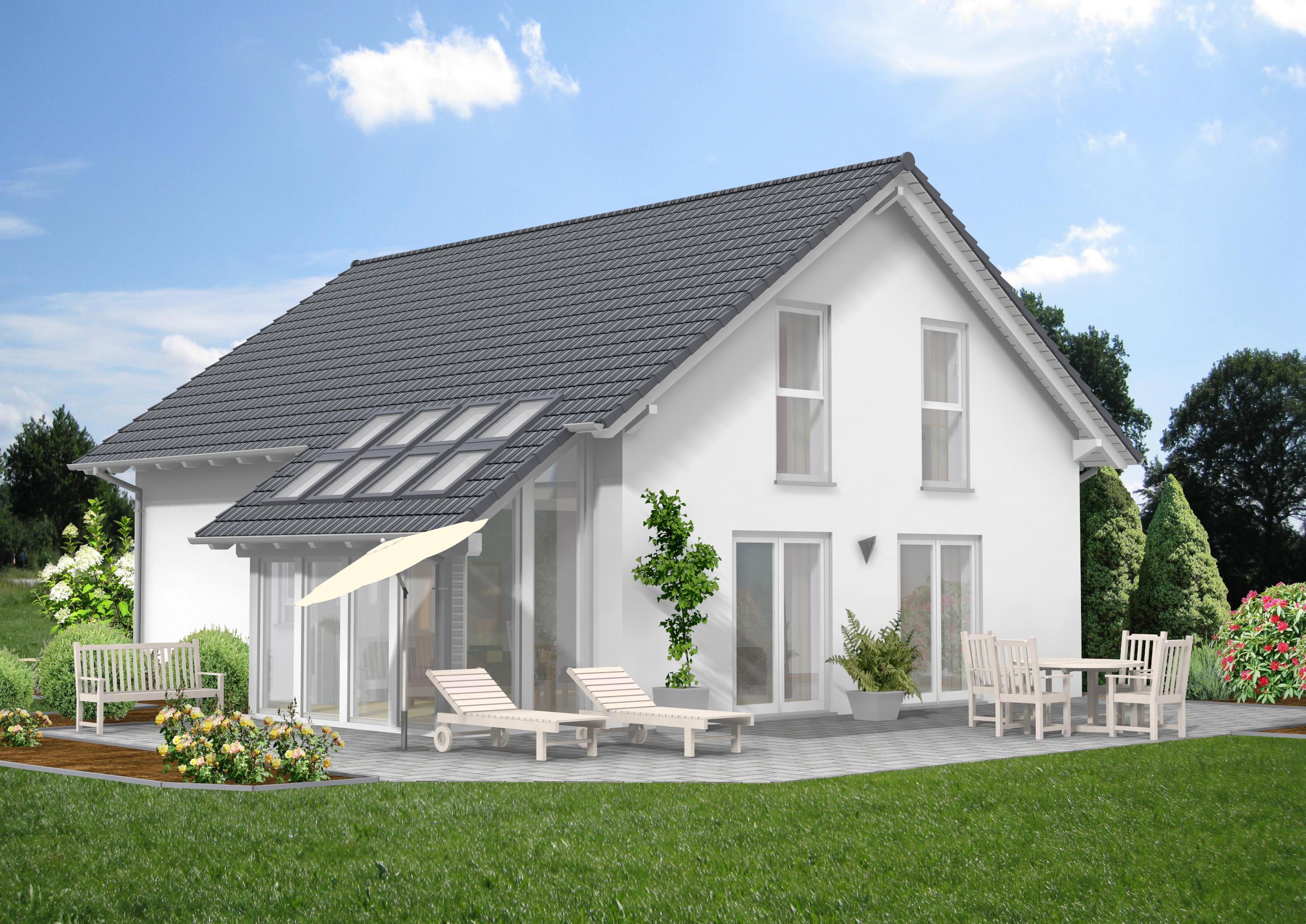 Haustyp C22 – Gartenansicht mit Terrasse