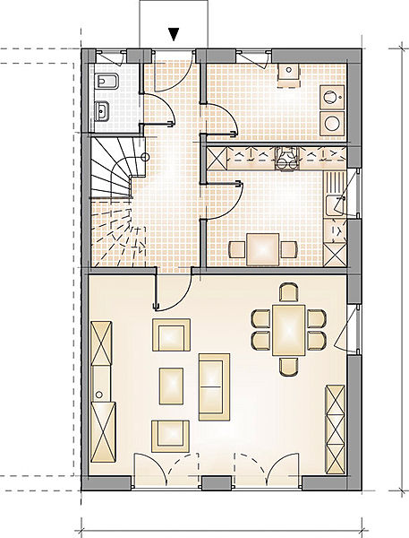 Doppelhaus Typ L – Grundriss Erdgeschoss