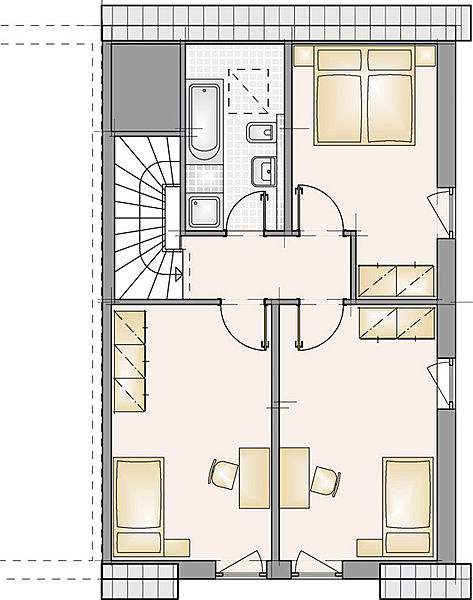 Doppelhaus Typ L – Grundriss Obergeschoss