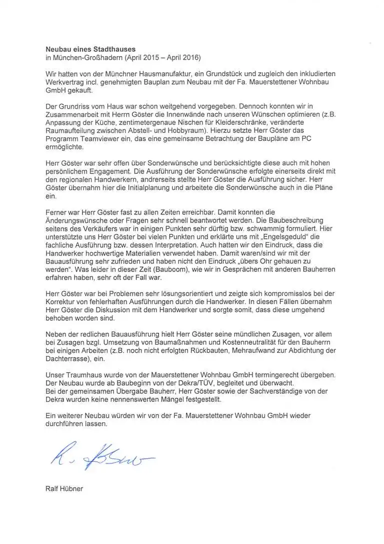 Referenz Familie Hübner