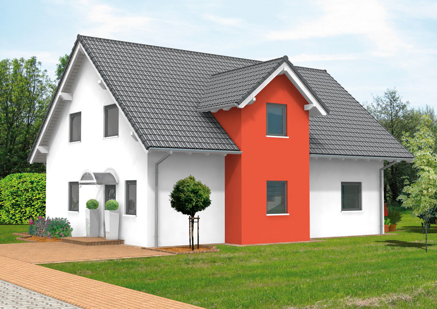 Haustyp Aliona 100 – Gartenansicht mit Terrasse