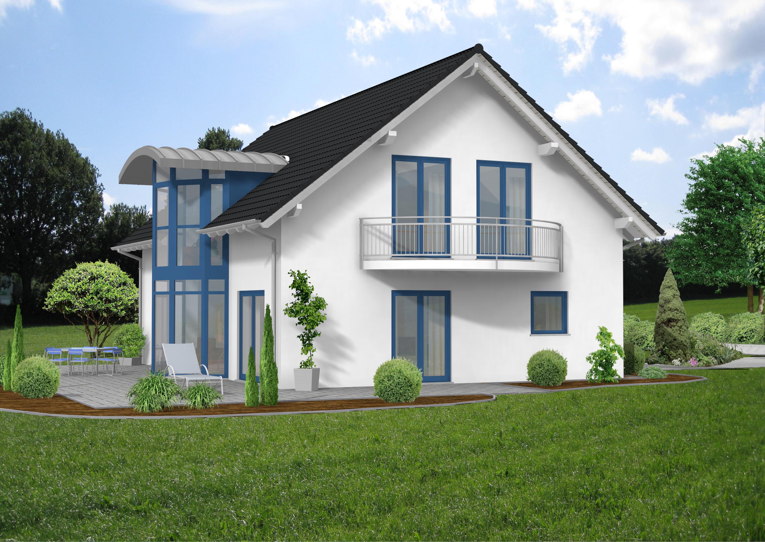 Haustyp Aliona 180 – Gartenansicht mit Terrasse